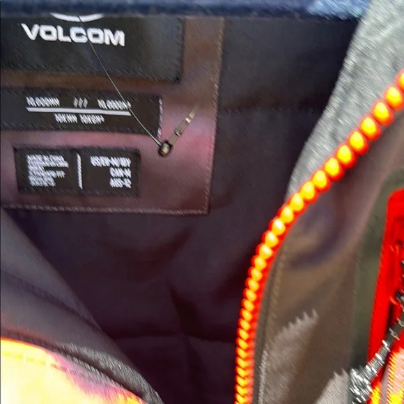 Volcom Black and Red Raincoat Hooded Outdoor Jacket